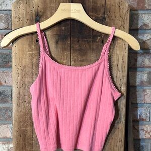 American Eagle Outfitters Pink Ribbed Crop Camisole